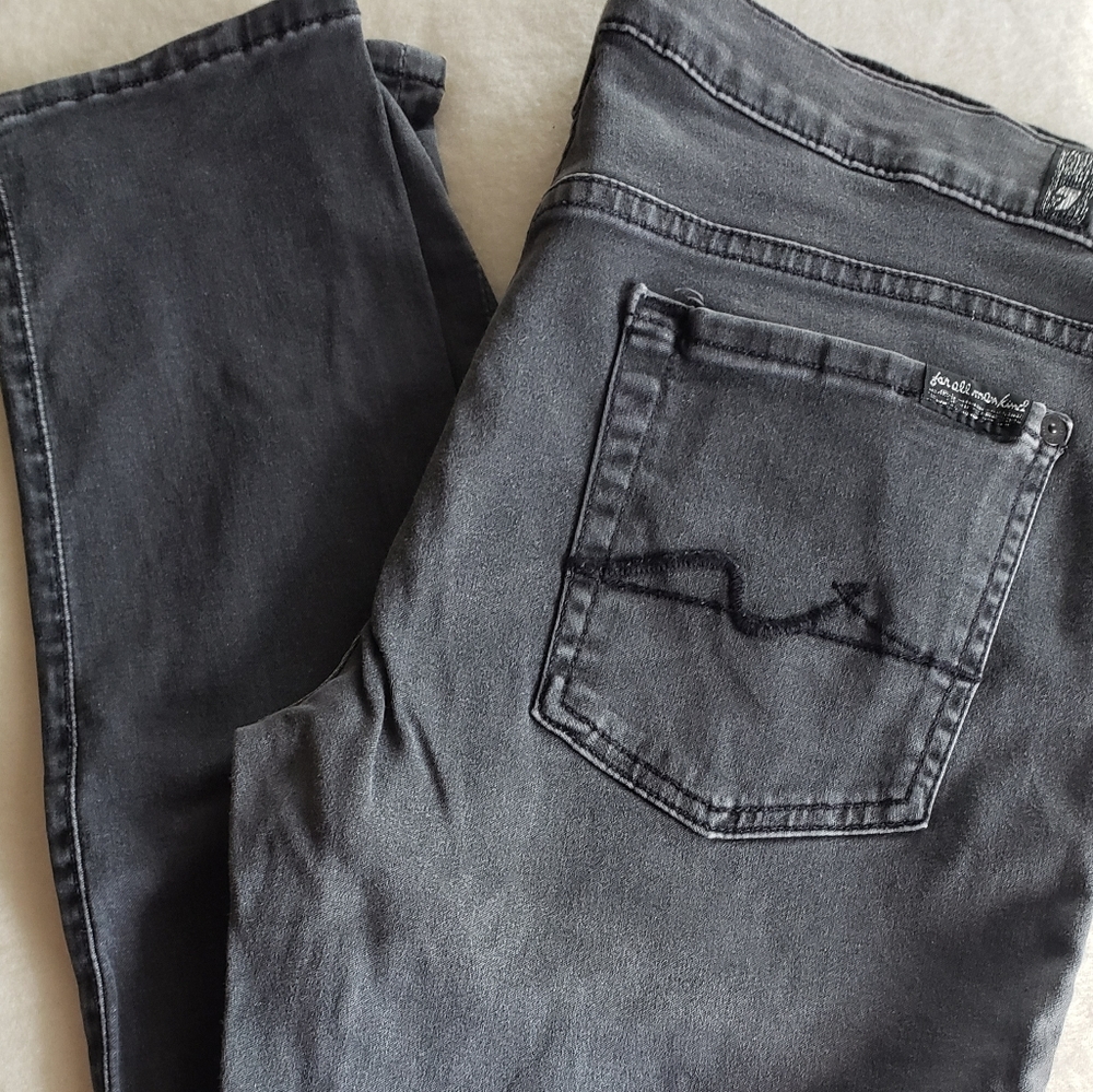7 For All Mankind Grey Stretch Skinny Jeans